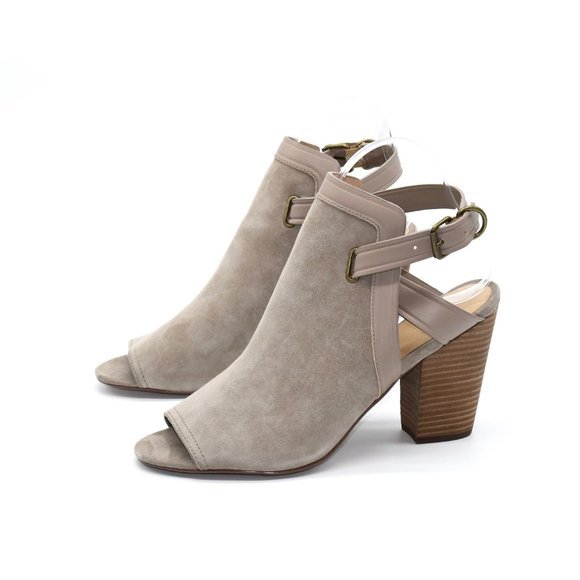 Joe's Jeans Open Toe Taupe Suede Sandal Booties 11 - Picture 4 of 6